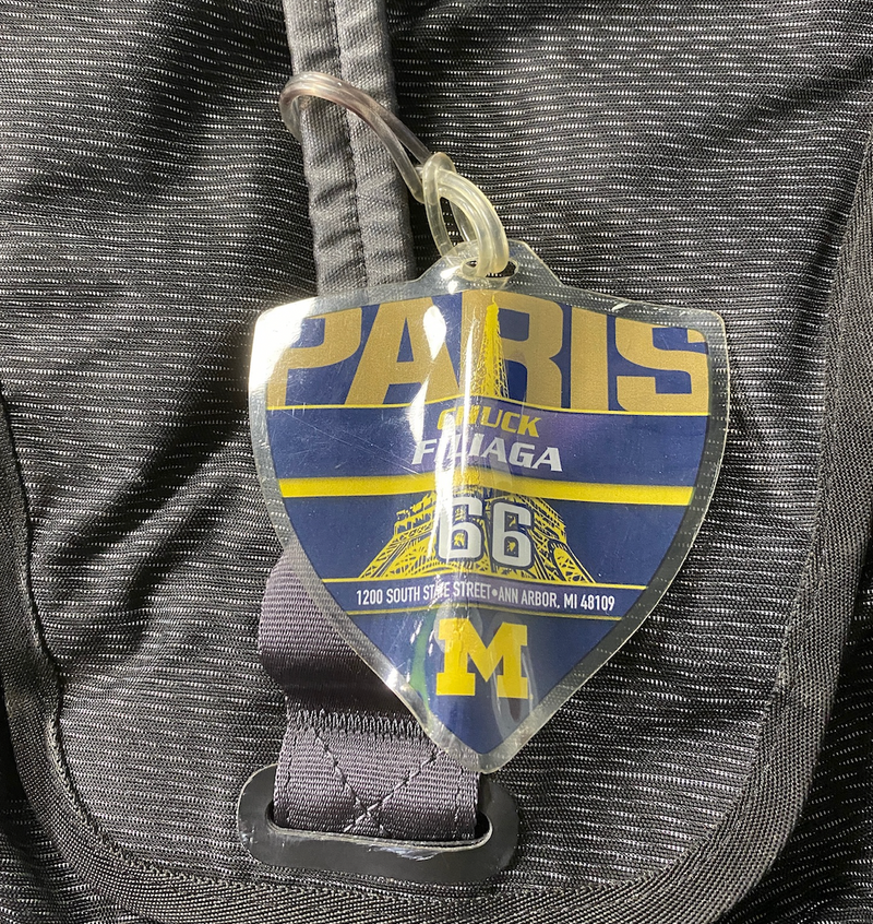 Chuck Filiaga Michigan Football Team Issued 2018 Paris Trip Jordan Backpack with Paris Travel Tag