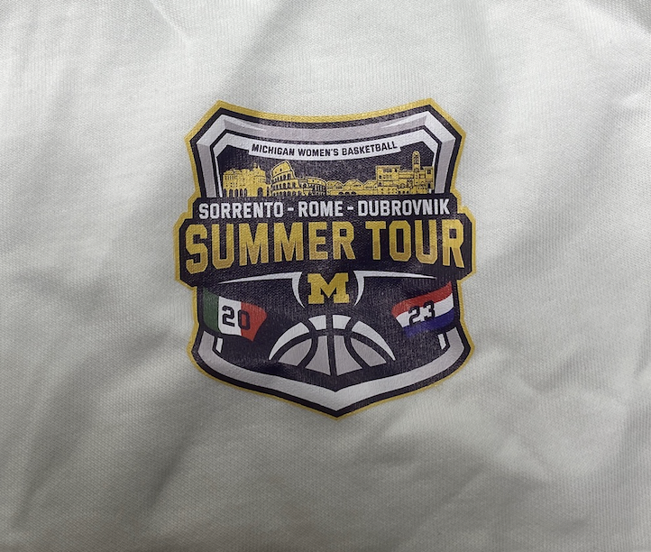 Whitney Sollom Michigan Basketball Player Exclusive "2023 Summer Tour - Rome" Polo Shirt (Size XL)