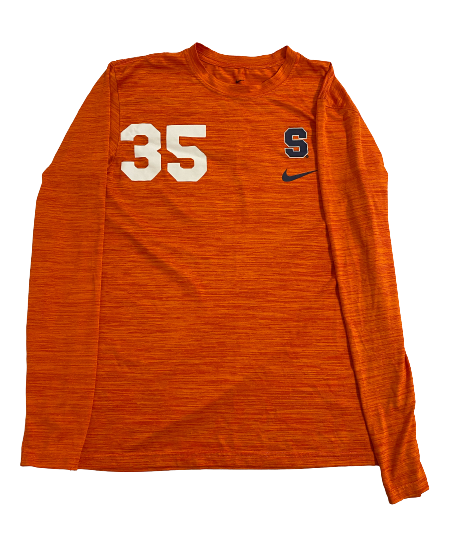 Devaughn Cooper Syracuse Football Player Exclusive Long Sleeve Pre-Game Warm-Up Shirt with Number (Size M)