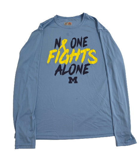 Joey Baker Michigan Basketball Player Exclusive "NO ONE FIGHTS ALONE" Long Sleeve Pre-Game Warm-Up Shirt (Size XL)