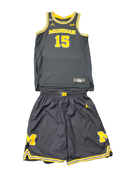 Joey Baker Michigan Basketball 2022-2023 Season Game Worn Uniform Set (Jersey & Shorts) - RARE Black Alternate Set