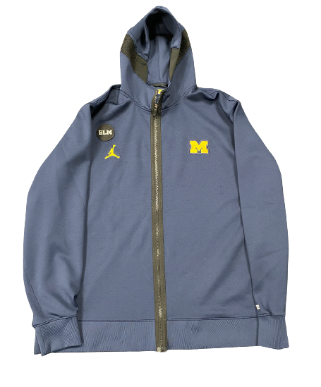 Joey Baker Michigan Basketball Player Exclusive Pre-Game Warm-Up Jacket with BLM Patch (Size XL)