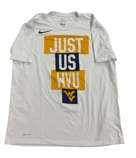 Sean McNeil West Virginia Basketball Team-Issued "JUST US WVU" T-Shirt (Size L)