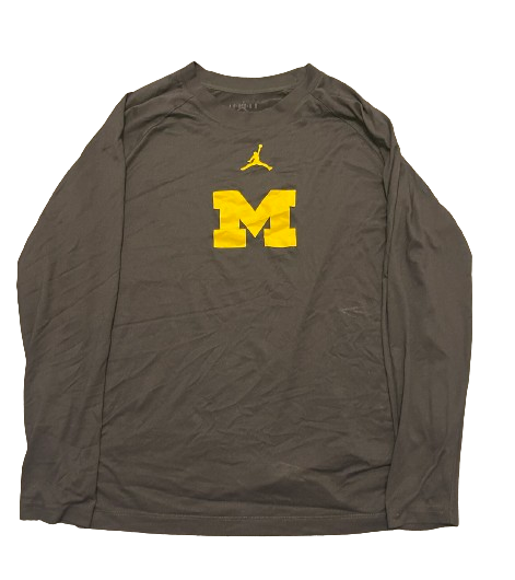 A.J. Henning Michigan Football Player Exclusive Black Long Sleeve Shirt with "MICHIGAN" on Back (Size L)