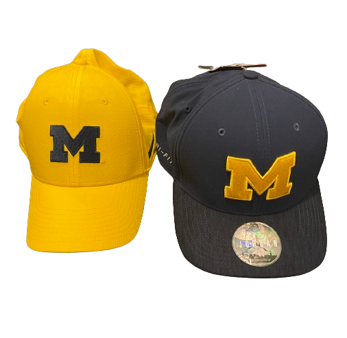 A.J. Henning Michigan Football Team Issued Set of (2) Hats - NEW