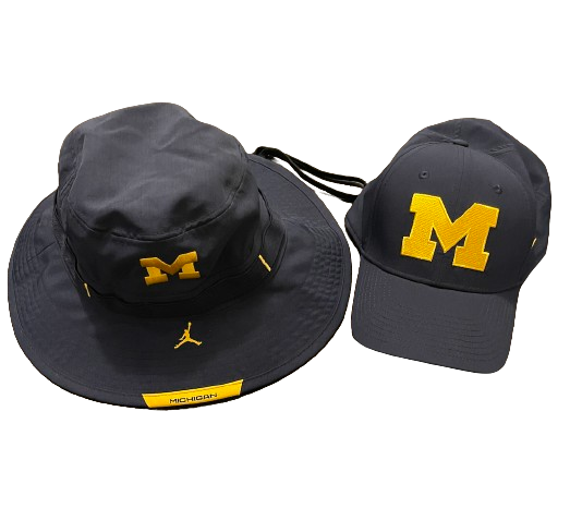 A.J. Henning Michigan Football Team Issued Set of (2) Hats including Bucket Hat