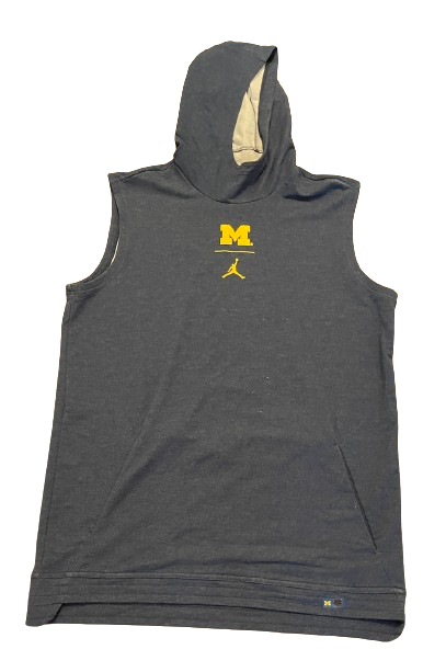 Michigan Football Player Exclusive Sleeveless Performance Hoodie (Size L)