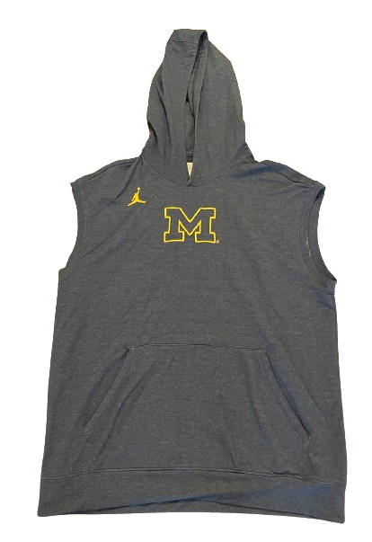 Michigan Football Player Exclusive Sleeveless Performance Hoodie (Size L)