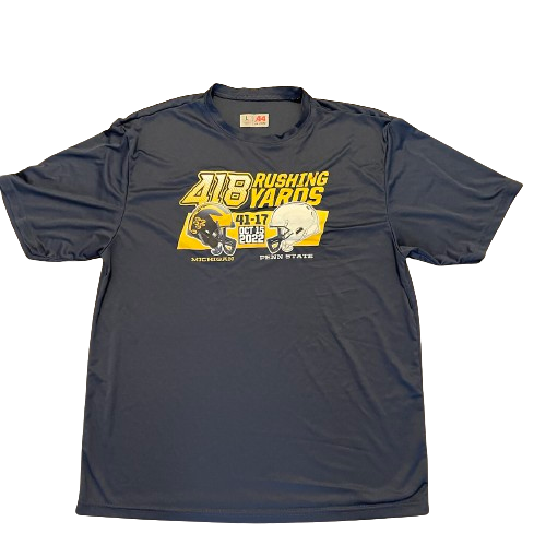 Michigan Football Player Exclusive "418 RUSHING YARDS VS. PSU" T-Shirt (Size L)