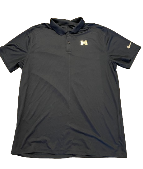 Michigan Football Player Exclusive Nike Dri-Fit Travel Polo Shirt with Silver M (Size L)