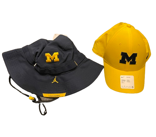 Darrius Clemons Michigan Football Team Issued Set of 2 Hats - Bucket Hat and Adjustable Hat