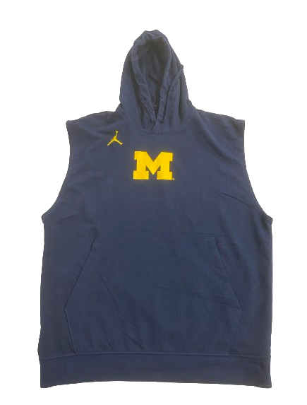 Cade McNamara Michigan Football Player Exclusive Sleeveless Performance Hoodie with Name Tag (Size L)