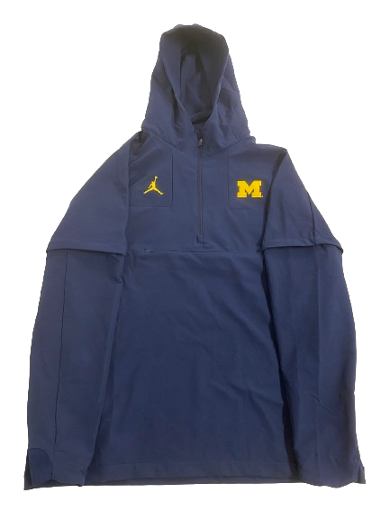 Cade McNamara Michigan Football Player Exclusive Quarter-Zip Premium Sideline Jacket (Size L)