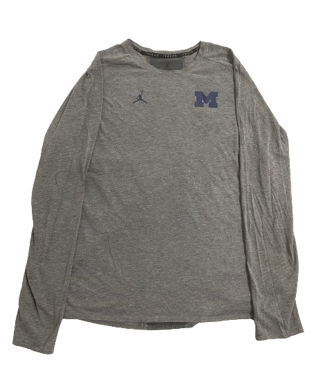 Cade McNamara Michigan Football Team Issued Long Sleeve Workout Shirt (Size XL)