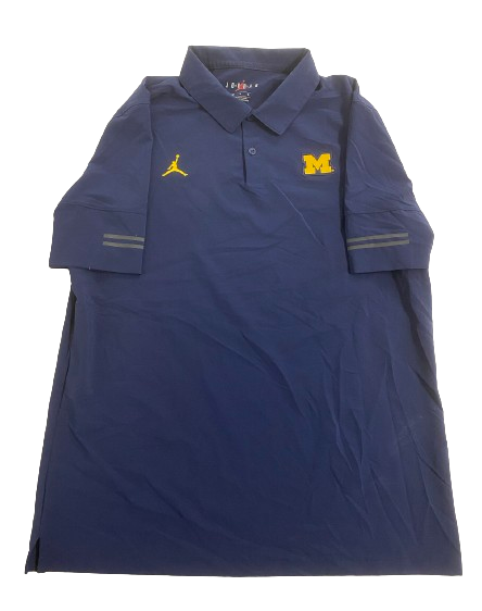 Cade McNamara Michigan Football Team Issued Travel Polo Shirt (Size L)
