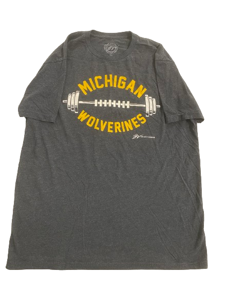 Cade McNamara Michigan Football Exclusive GREY "STRENGTH & CONDITIONING" T-Shirt (Size XL)