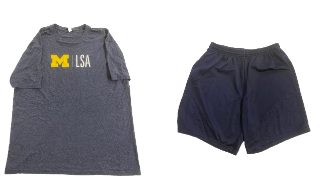 Cade McNamara Michigan Football Weightlifting Shorts (Size L) & T-Shirt (Size XL)