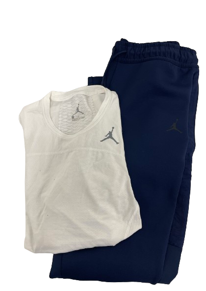 Alan Bowman Michigan Football Team Issued Jordan Lot - Premium Sweatpants & Compression Tank (Size L)