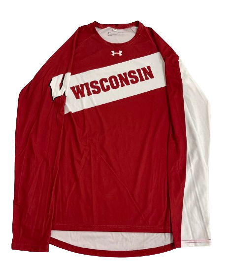 Brad Davison Wisconsin Basketball Player Exclusive Pre-Game Warm-Up Long Sleeve Shirt (Size L)