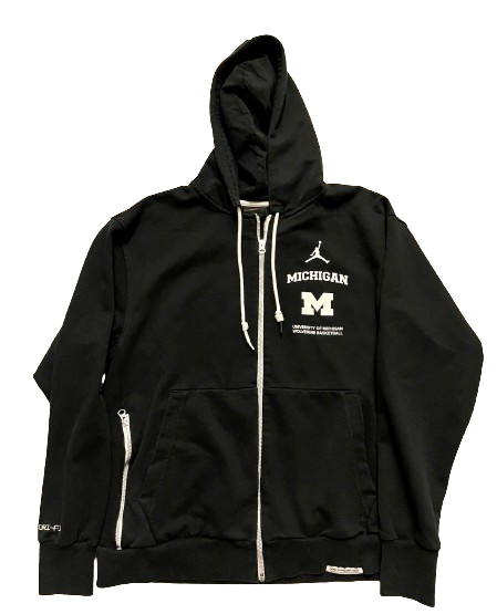 Michigan Basketball Team Exclusive Premium BLACK Travel Jacket (Size L)