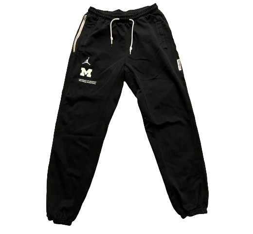 Michigan Basketball Team Exclusive Premium BLACK Travel Sweatpants (Size LT)