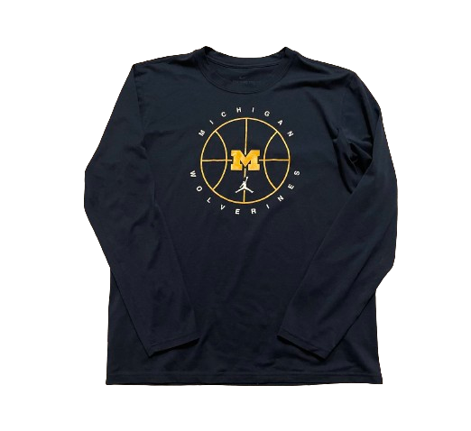 Michigan Basketball Team Issued Long Sleeve Workout Shirt (Size L)