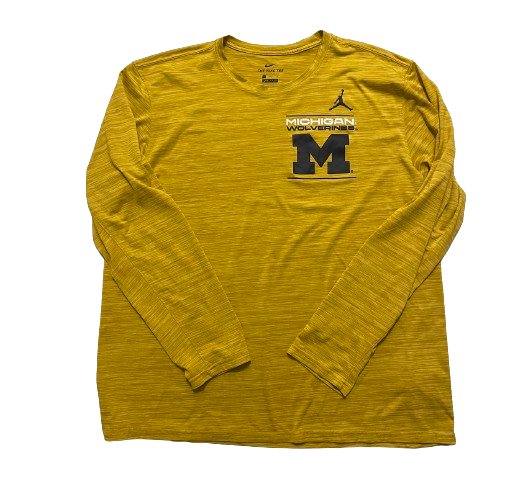 Michigan Football Team Issued Long Sleeve Workout Shirt (Size XL)