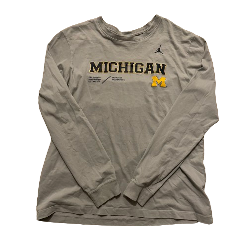 Michigan Football Team Issued Long Sleeve Workout Shirt (Size L)