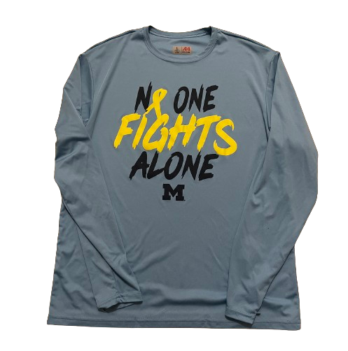 Michigan Basketball Team Exclusive "Prostate Cancer Awareness Night" "NO ONE FIGHTS ALONE" Pre-Game Warm-Up Shooting Shirt (Size L)