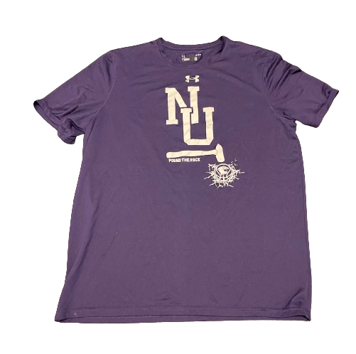 Boo Buie Northwestern Basketball Player Exclusive "POUND THE ROCK" Pre-Game Warm-Up Shirt with 