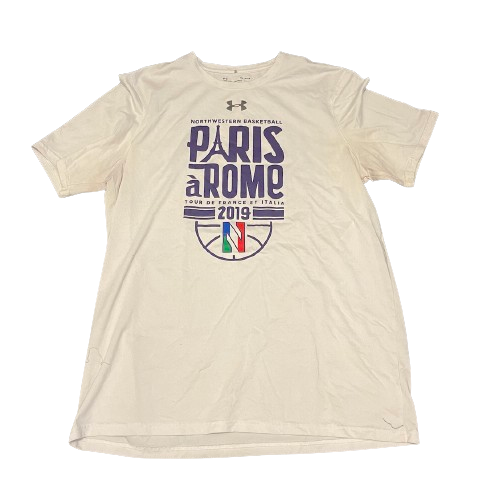 Boo Buie Northwestern Basketball Player Exclusive "PARIS / ROME" Trip Workout Shirt (Size M)