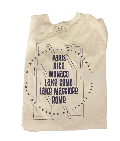 Boo Buie Northwestern Basketball Player Exclusive "PARIS / ROME" Trip Workout Shirt (Size M)