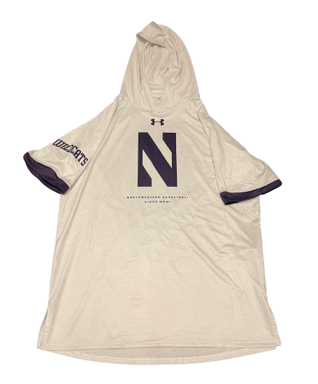 Boo Buie Northwestern Basketball Player Exclusive Pre-Game Warm-Up Short Sleeve Hoodie (Size L)