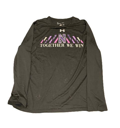 Boo Buie Northwestern Basketball Player Exclusive "TOGETHER WE WIN" Pre-Game Warm-Up Long Sleeve Shirt with 