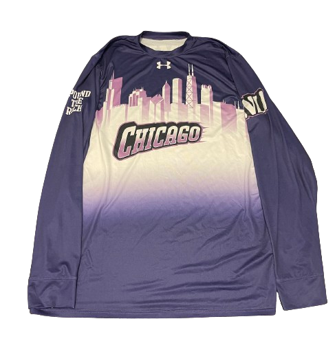 Boo Buie Northwestern Basketball Player Exclusive SENIOR NIGHT "CITY OF CHICAGO" Pre-Game Warm-Up Long Sleeve Shirt (Size L)