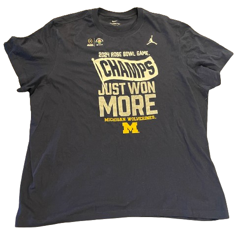 Michigan Football Team Issued "2024 ROSE BOWL GAME CHAMPS / JUST WON MORE" T-Shirt (Size 3XL)