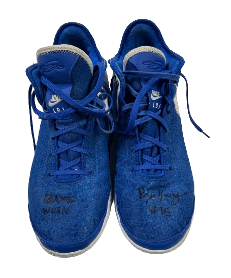 Ryan Young Duke Basketball SIGNED & INSCRIBED 2023-2024 Game Worn Shoes (Size 16)