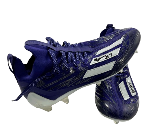 Dillon Johnson Washington Football SIGNED GAME WORN Cleats (10/14/23 vs. Oregon - 36-33 UW! / 100 YD + 1 TD) (Size 11.5)