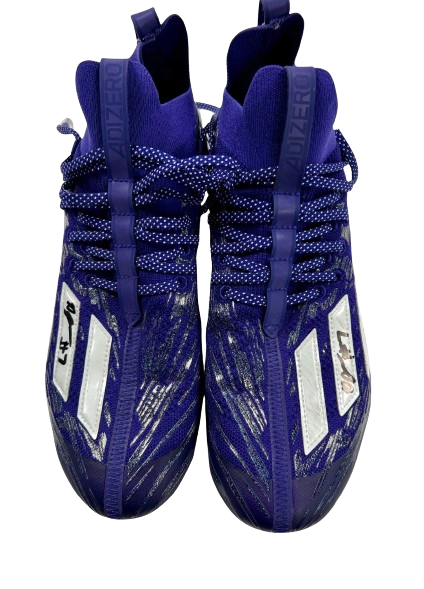 Dillon Johnson Washington Football SIGNED GAME WORN Cleats (10/14/23 vs. Oregon - 36-33 UW! / 100 YD + 1 TD) (Size 11.5)