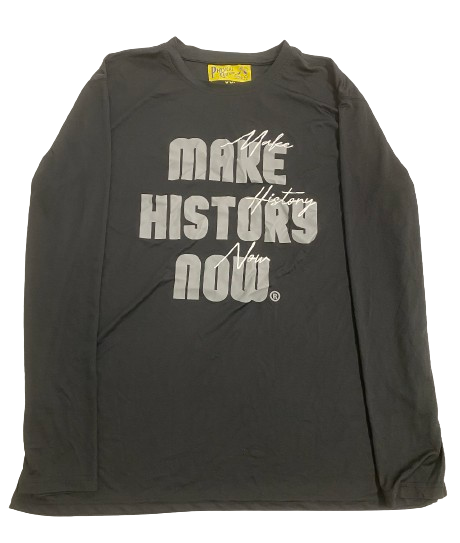 Qudus Wahab Georgetown Basketball Player Exclusive "BIG EAST X BLACK FIVES" "MAKE HISTORY NOW" Pre-Game Warm-Up Long Sleeve Shirt (Size XXL)