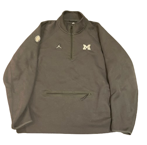 Cornelius Johnson Michigan Football Team Issued 2024 CFP Media Night Quarter-Zip Tech Fleece Jacket (Size XXL) *RARE*