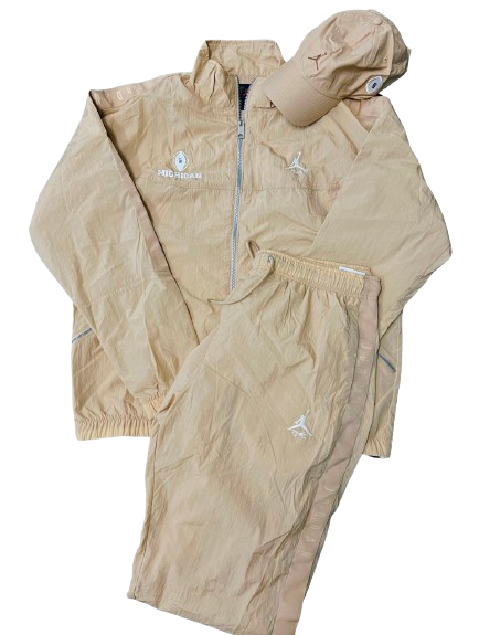 Jake Thaw Michigan Football Player Exclusive CFP Jordan Sweatsuit - JACKET/SWEATPANTS/HAT (SIZE L)
