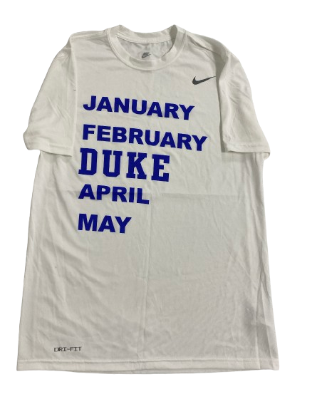 Wendell Moore Duke Basketball Player Exclusive "January February DUKE April May" Shirt (Size L)