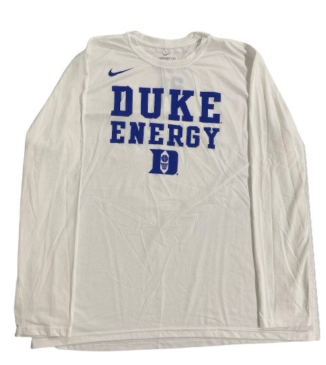 Christian Reeves Duke Basketball Player Exclusive "DUKE ENERGY" Pre-Game Warm-Up / Bench Long Sleeve Shirt with 