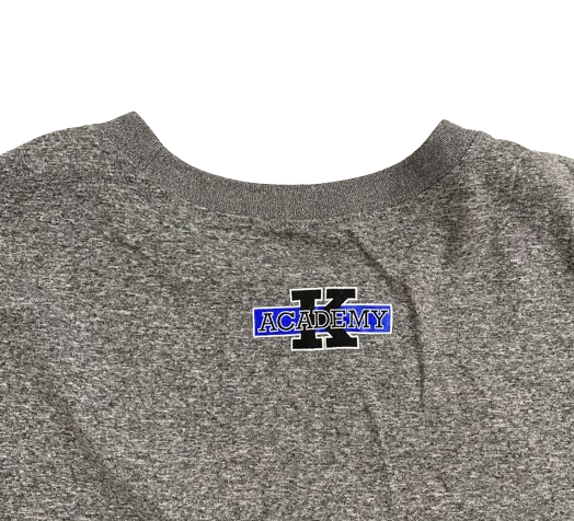 Christian Reeves Duke Basketball Player Exclusive "K ACADEMY BLUE DEVIL" Workout Shirt with Logo on Back (Size XXL)