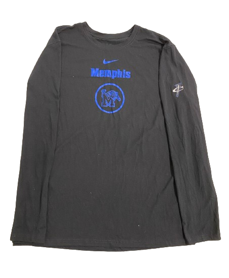 Jahvon Quinerly Memphis Basketball Player Exclusive Long Sleeve Workout Shirt with Penny Hardaway Logo (Size L)