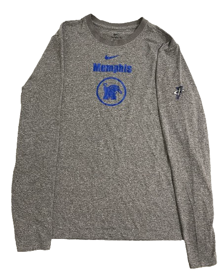 Jahvon Quinerly Memphis Basketball Player Exclusive Long Sleeve Workout Shirt with Penny Hardaway Logo (Size L)