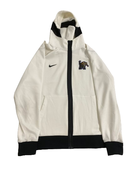 Jahvon Quinerly Memphis Basketball Player Exclusive White Pre-Game Warm-Up Jacket (Size L)