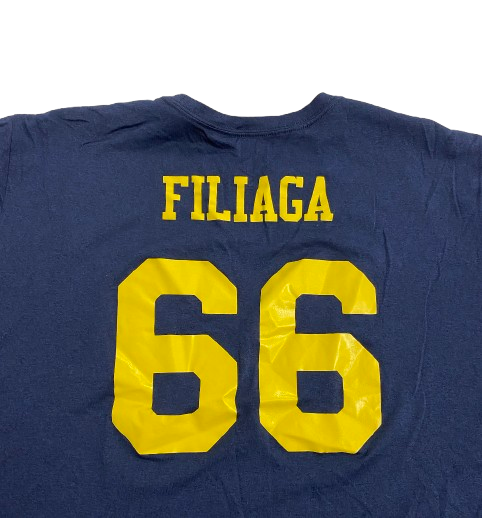 Chuck Filiaga Michigan Football Team Issued Workout Shirt with Name & Number on Back (Size 3XL)