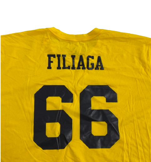 Chuck Filiaga Michigan Football Team Issued Workout Shirt with Name & Number on Back (Size 3XL)